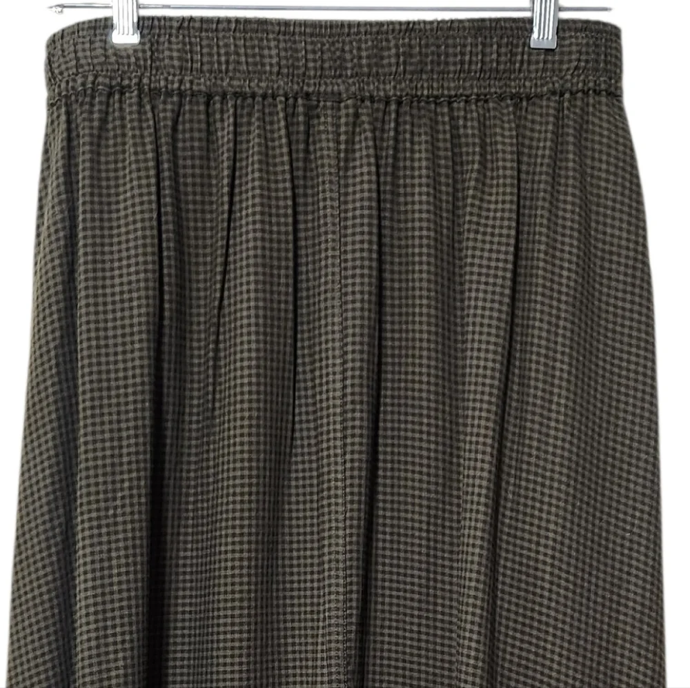 NEW Poetry Lagenlook Cotton Wool Blend Brown Checked Maxi Skirt Size 10